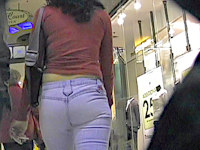 She went shopping with her boyfriend and didn't even expect to become my new victim. I filmed her gorgeous jeans ass for you to enjoy!